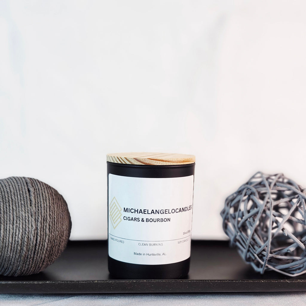 Cigars & Bourbon - Soy Wax Candle 11oz with Lid