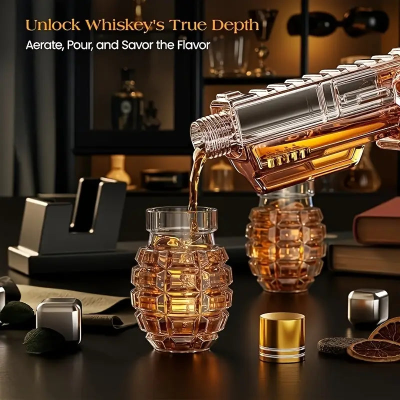 Magnum Revolver Whiskey Decanter Set